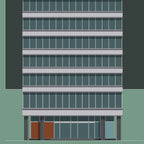 Detail of a contemporary drawing of the entrance of Liberty Hall in Dublin.