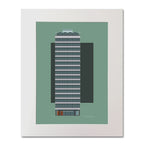 Modern drawing of Liberty Hall in Dublin mounted and ready for framing.