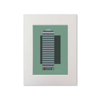 Modern drawing of Liberty Hall in Dublin mounted and ready for framing.