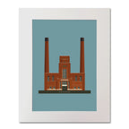 Mounted piece of wall art displaying the old Guinness brewery power plant in Dublin.