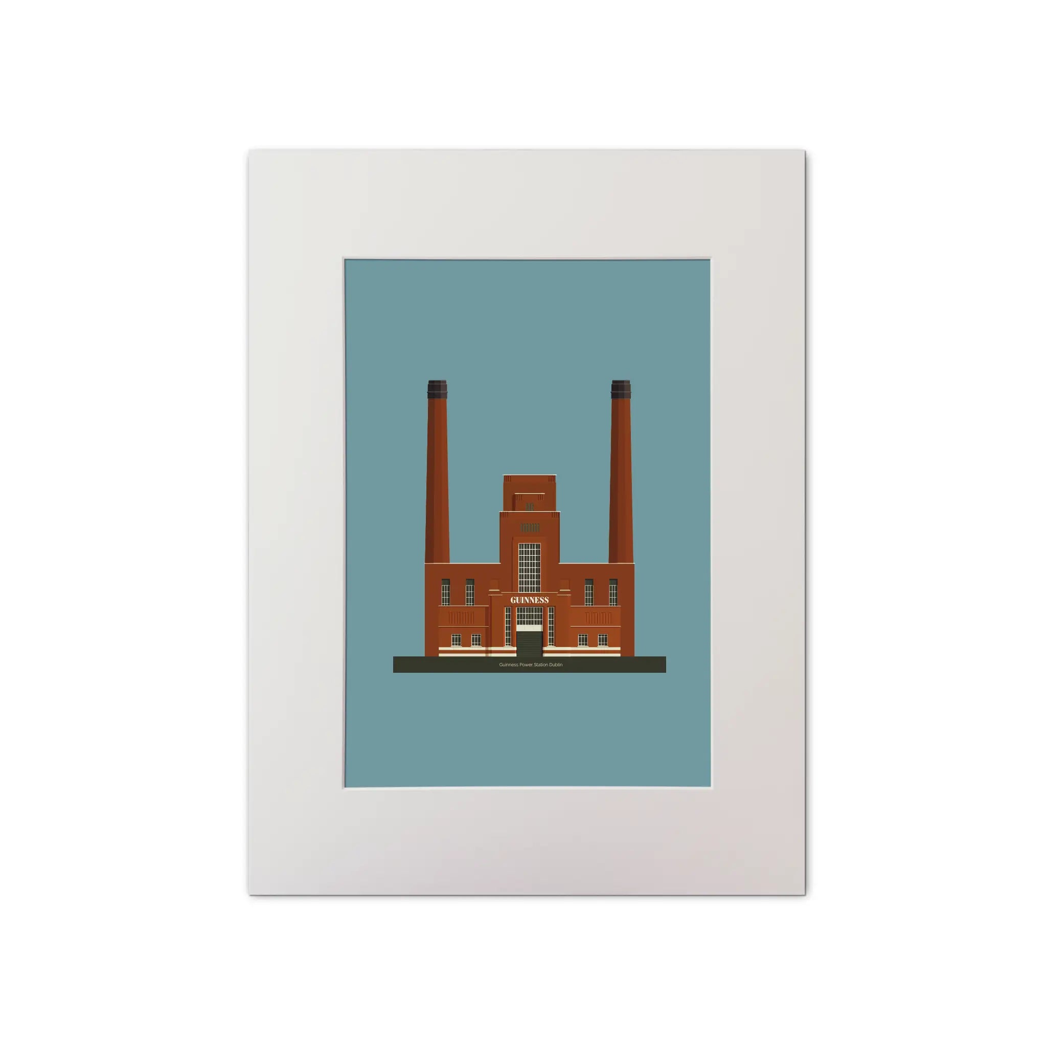 Mounted piece of wall art displaying the old Guinness brewery power plant in Dublin.