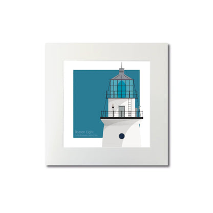 Mounted print of Boston Light, MA, USA. A clean 8"x8" (20x20cm) unframed print with a modern touch.