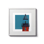 Framed print of Ponce de Leon Lighthouse, FL, USA. 8"x8" (20x20cm) white-framed artwork of Florida’s iconic lighthouse.