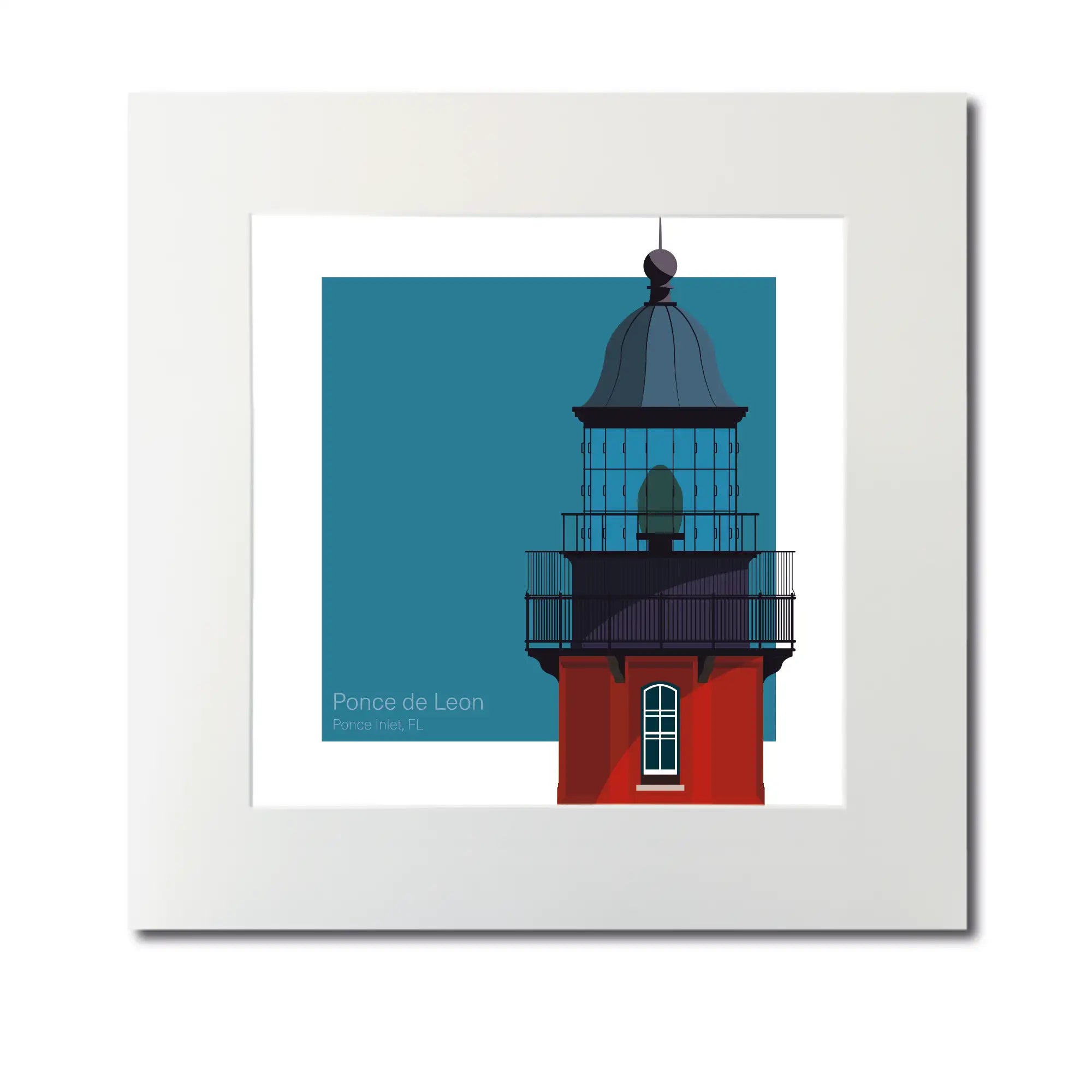 Large mounted print of Ponce de Leon Lighthouse, FL, USA. A bold 12"x12" (30x30cm) print to enhance any maritime-themed space.