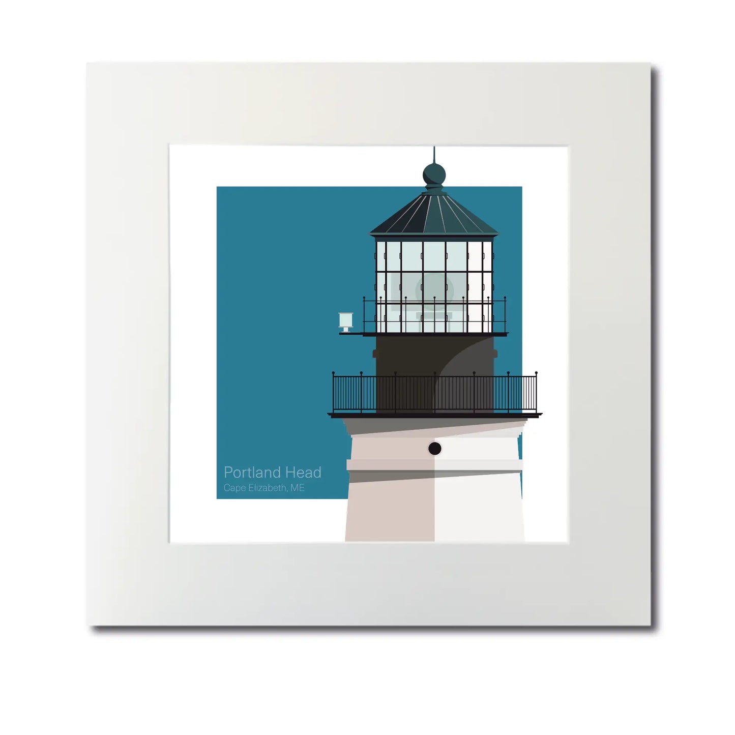 Large mounted print of Portland Head Lighthouse, ME, USA. 12"x12" (30x30cm) unframed lighthouse print for a bold coastal display.