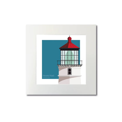 Mounted print of Heceta Head Lighthouse, OR, USA. 8"x8" (20x20cm) unframed artwork with a simple and modern look.