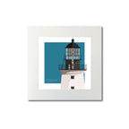 Mounted print of Halfway Rock Lighthouse, ME, USA. 8"x8" (20x20cm) unframed artwork showcasing its classic stone structure.