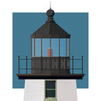 Close-up detail of the Brant Point, Maine,  USA, with aqua blue square backdrop.