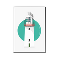 Blackhead Lighthouse Co. Antrim rectangular fridge magnet on white background with green circle design
