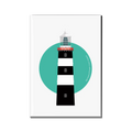 Old Head of Kinsale Lighthouse Co. Cork rectangular fridge magnet on white background with green circle design