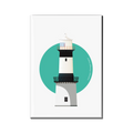 Inishowen Lighthouse Co. Donegal rectangular fridge magnet on white background with green circle design