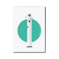 Inishtrahull Lighthouse Co. Donegal rectangular fridge magnet on white background with green circle design