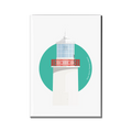Straw Island Lighthouse Co. Mayo rectangular fridge magnet on white background with green circle design
