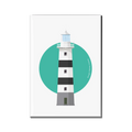 Eeragh Lighthouse Co. Galway rectangular fridge magnet on white background with green circle design
