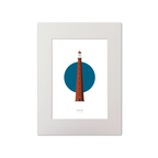 Artwork of Lange Jaap lighthouse with a blue circle on a white background