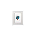 Framed lighthouse artwork with a blue circle and red tower on a white background