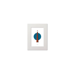 Artwork of Dutch lighthouse Lange Jaap with a blue circular background on white