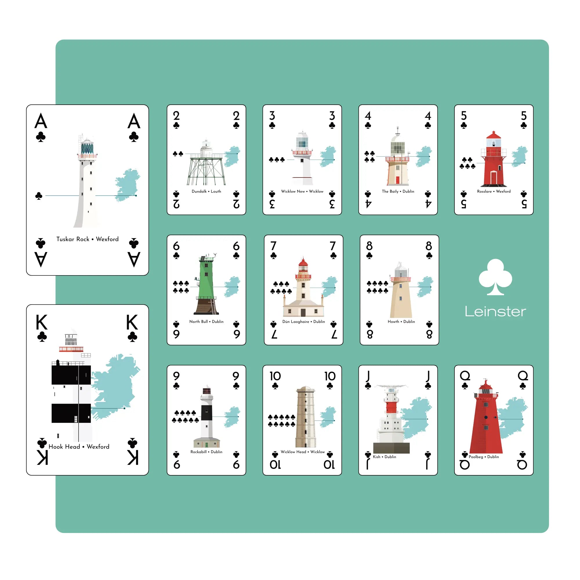 Preview of all the lighthouses included in the Leinster suit.