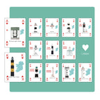 The Ulster suit preview in the lighthouses of Ireland playing cards s on a teal background.