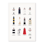 12 Lighthouses of Ireland tea towel
