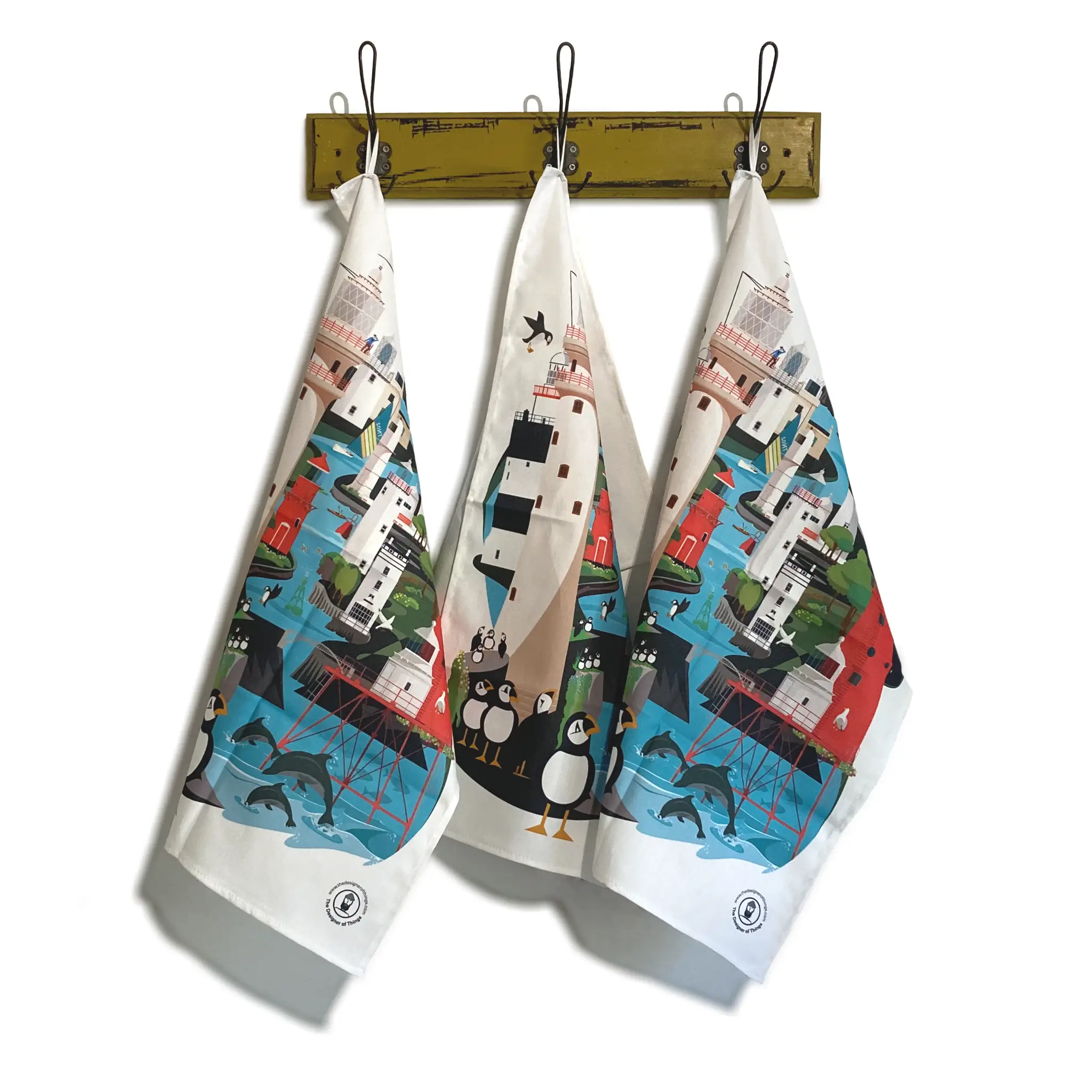 Lighthouses of Ireland Scene tea towel