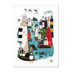 Lighthouses of Ireland Scene tea towel
