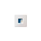 Medium sized square art print of a red lighthouse on a blue square background.