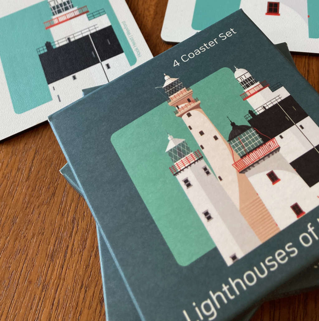 4 Coaster Set - Lighthouses of Ireland