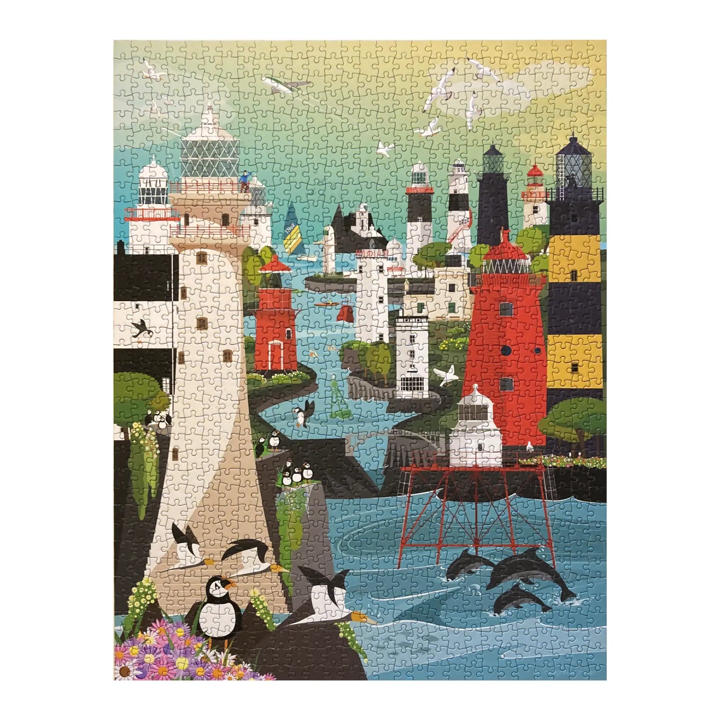 Lighthouses of Ireland 1000 piece jigsaw puzzle finished top view