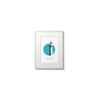De Môle lighthouse, Zeebrugge Belgium. On a white background with aqua blue circle as a backdrop, framed and measuring 15x20cm.