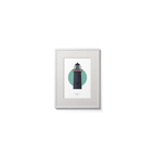 Illustration of Ballycotton lighthouse on a white background inside light blue square,  in a white frame measuring 15x20cm.