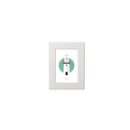 Illustration of Galley Head lighthouse on a white background inside light blue square, mounted and measuring 15x20cm.