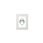 Illustration of Valentia Island lighthouse on a white background inside light blue square, mounted and measuring 15x20cm.