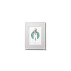 Illustration of Loop Head lighthouse on a white background inside light blue square,  in a white frame measuring 15x20cm.