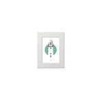 Illustration of Loop Head lighthouse on a white background inside light blue square, mounted and measuring 15x20cm.