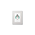 Illustration of Clare Island lighthouse on a white background inside light blue square,  in a white frame measuring 15x20cm.