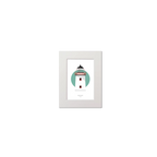 Illustration of Clare Island lighthouse on a white background inside light blue square, mounted and measuring 15x20cm.