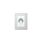 Illustration of St. John's lighthouse on a white background inside light blue square,  in a white frame measuring 15x20cm.