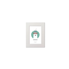 Illustration of St. John's lighthouse on a white background inside light blue square, mounted and measuring 15x20cm.