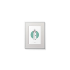 Illustration of Fanad Head lighthouse on a white background inside light blue square,  in a white frame measuring 15x20cm.