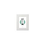 Illustration of Rathlin West lighthouse on a white background inside light blue square, mounted and measuring 15x20cm.