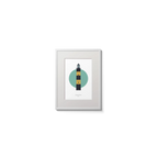 Illustration of St. John's lighthouse on a white background inside light blue square,  in a white frame measuring 15x20cm.