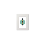 Illustration of St. John's lighthouse on a white background inside light blue square, mounted and measuring 15x20cm.