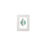 Illustration of Wicklow lighthouse on a white background inside light blue square, mounted and measuring 15x20cm.