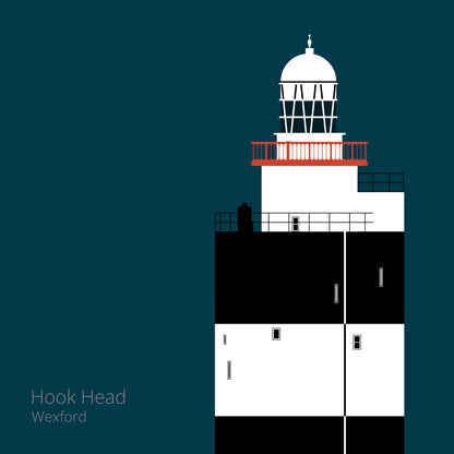 Illustration of Hook Head lighthouse on a midnight blue background