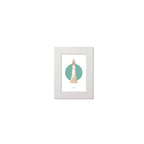 Illustration of Fastnet lighthouse on a white background inside light blue square, mounted and measuring 15x20cm.