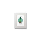 Illustration of North Bull lighthouse on a white background inside light blue square,  in a white frame measuring 15x20cm.