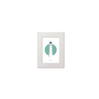 Illustration of Tuskar Rock lighthouse on a white background inside light blue square, mounted and measuring 15x20cm.