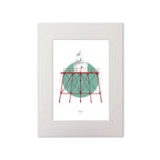 Illustration of Spitbank lighthouse on a white background inside light blue square, mounted and measuring 30x40cm.