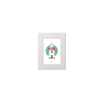 Illustration of Youghal lighthouse on a white background inside light blue square, mounted and measuring 15x20cm.